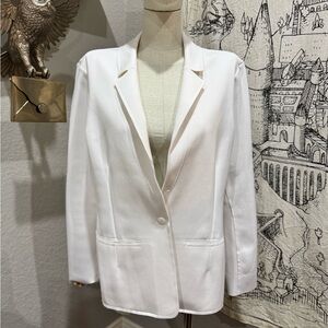 Commando White Blazer with Notched Lapel and Oversized Fit